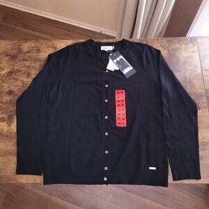 NWT 80% Rayon Calvin Klein Black Button-Up Cardigan